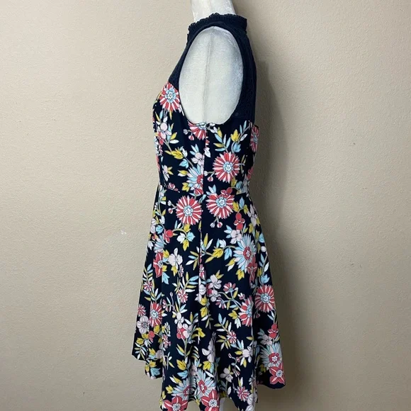 Moulinette Souers Ashbury Corduroy Fit & Flare Blue Floral Print Dress Size 10 - Picture 5 of 11
